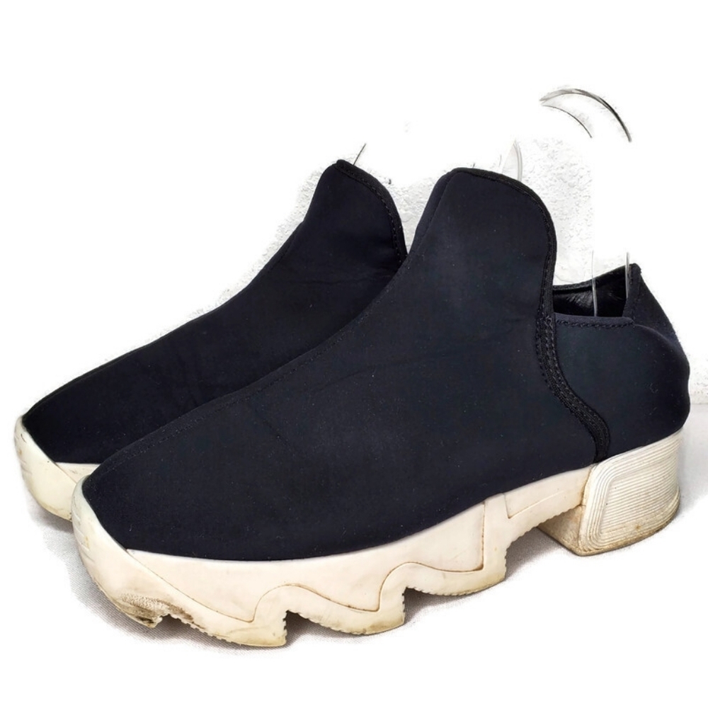 iRi NYC Black Neoprene Low-Top Slip On Platform Sneaker Shoe Womens Size EU 36